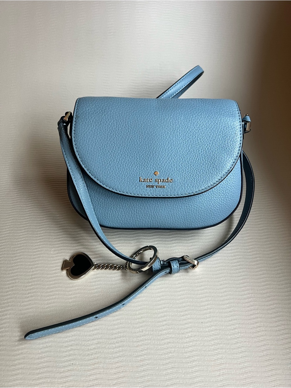 Kate Spade Mini Flap Crossbody Pebbled Leather Everyday Classic Light Blue NWOT